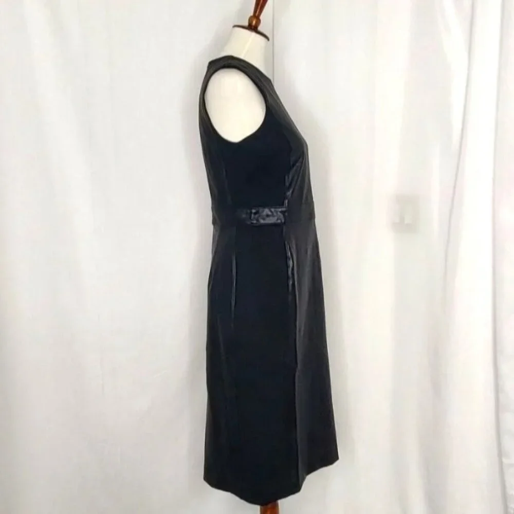 SPANX Dress Black Leather Like Combo Fitted M Delux Sheath Sleeveless 2039 - Picture 10 of 16
